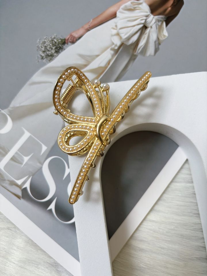 pearl beads butterfly claw clip (8.5cm)
