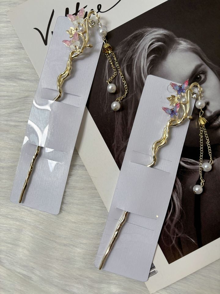 butterfly theme hair bun stick
