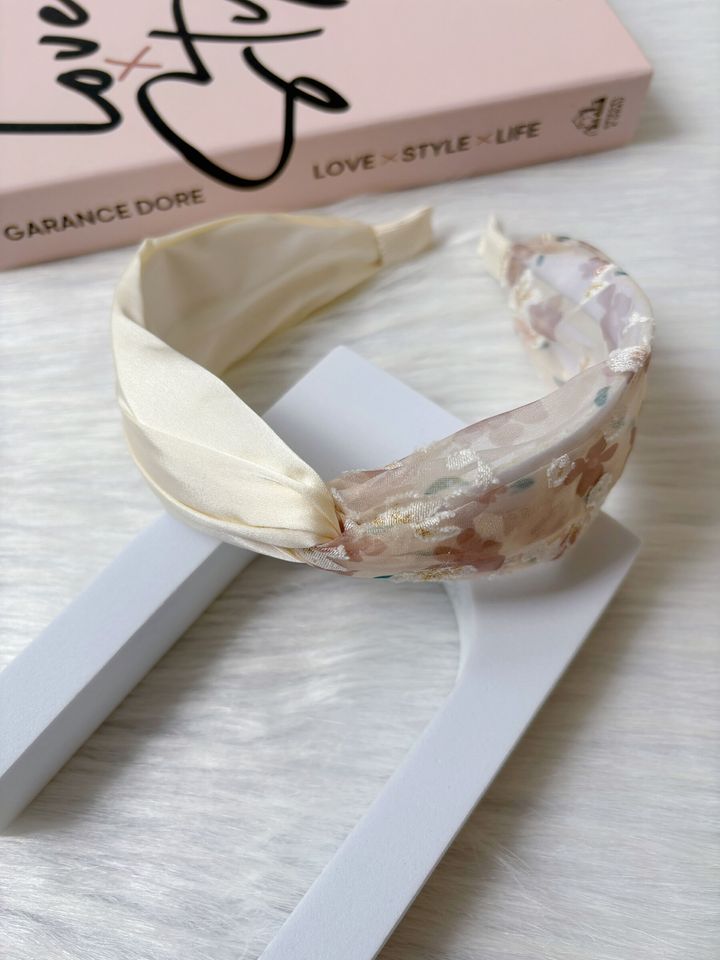 emboss flower organza knotted headband