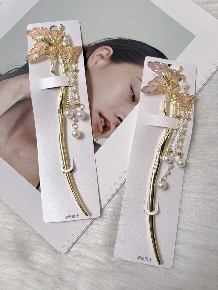 butterfly theme hair bun stick