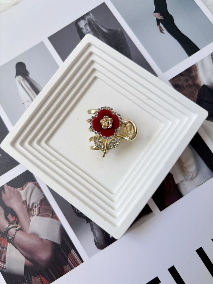 velvet flower claw clip (2.5cm)