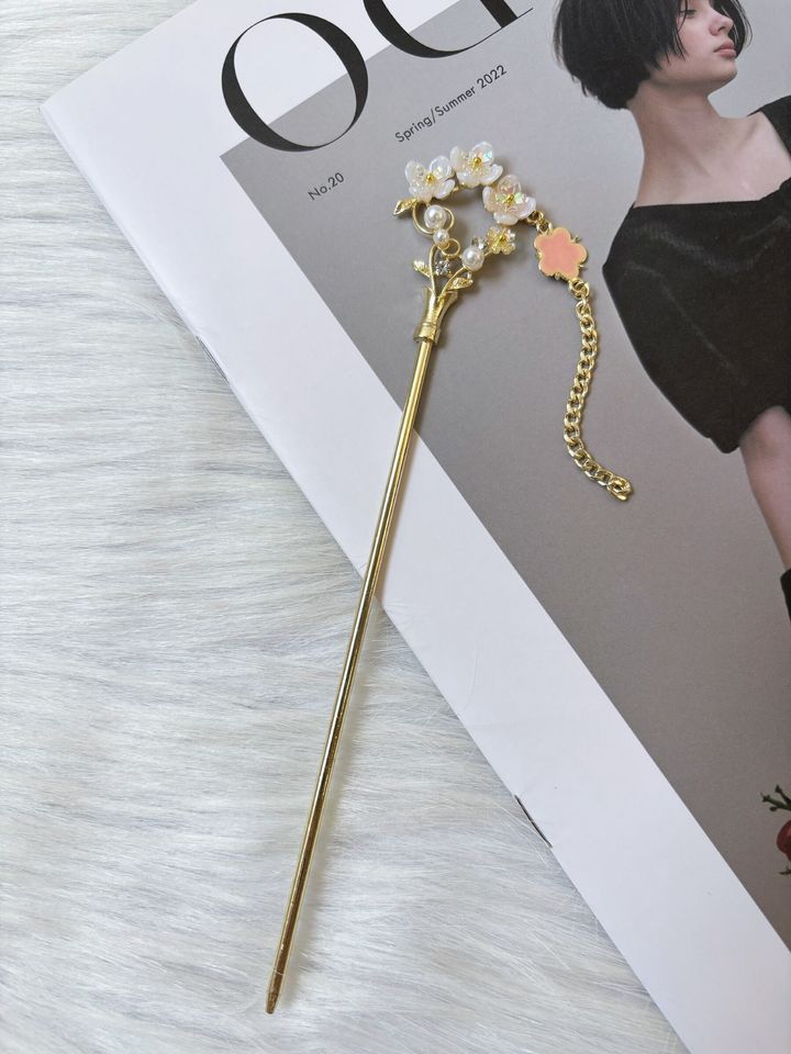 shell flower hair bun stick