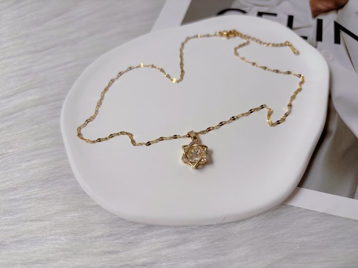 stainless steel double triangle necklace