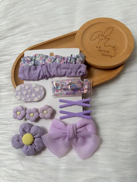 sweet purple mix set (7clips & 2 scrunchy)