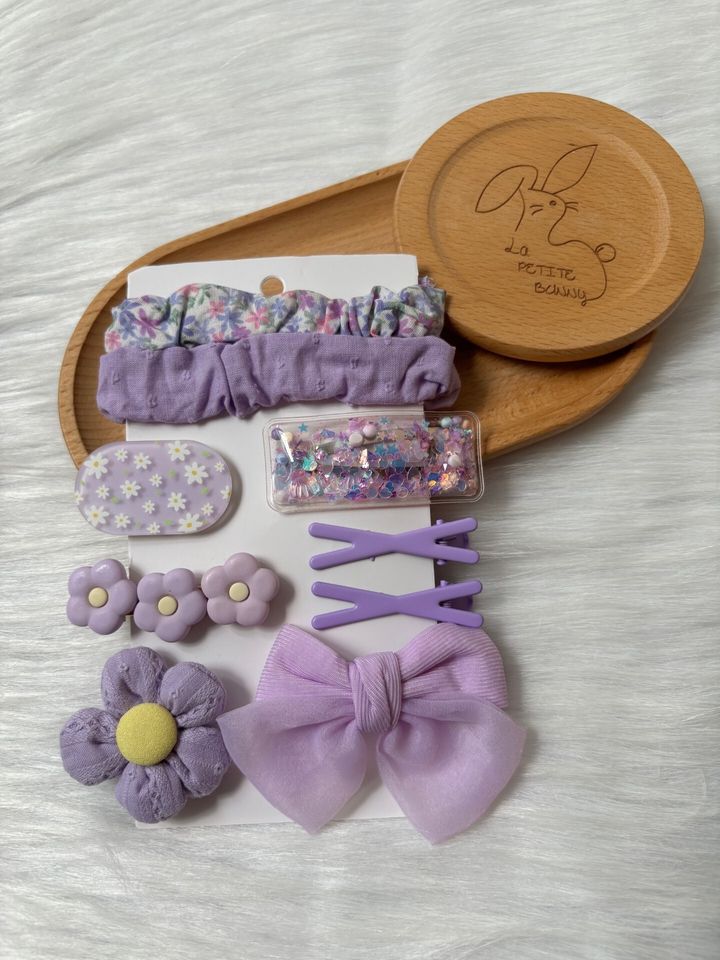 sweet purple mix set (7clips & 2 scrunchy)