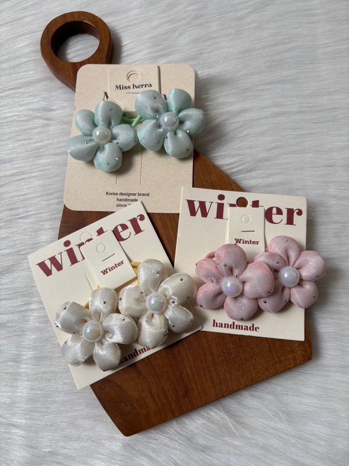 premium puffy flower hair tie (1pair)