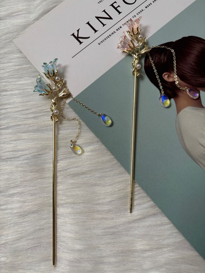 liuli flower hair bun stick