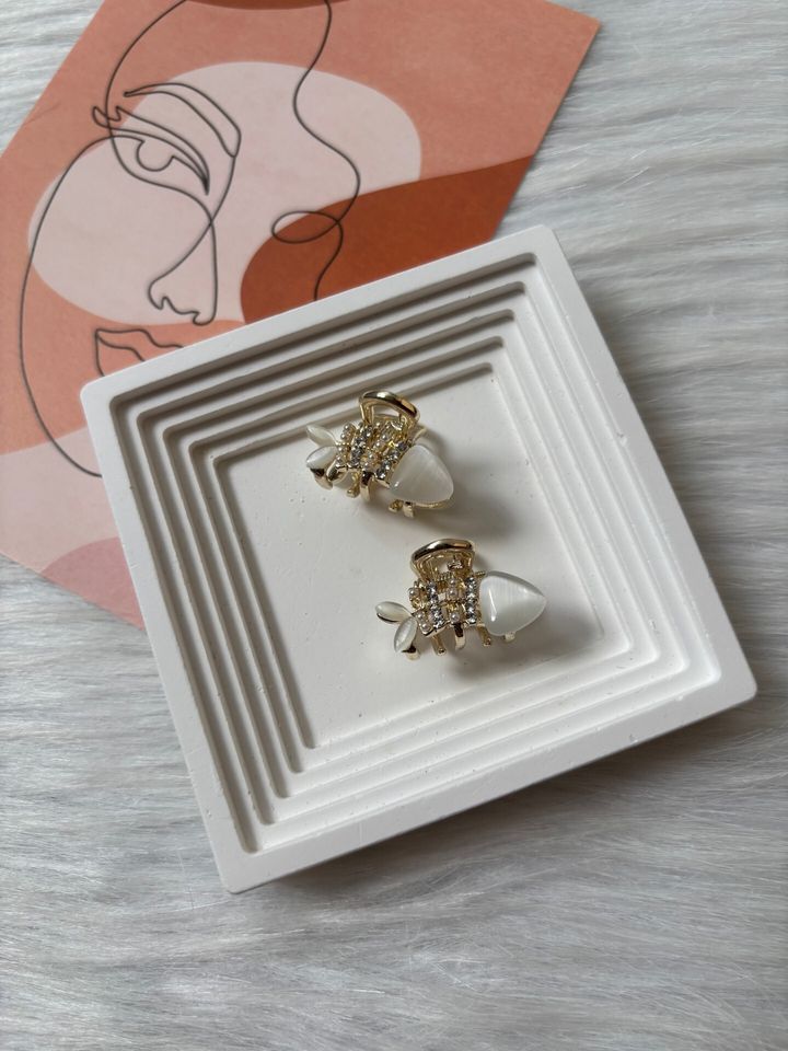 cat eye stone mini claw clip (2.5cm)(1pair)