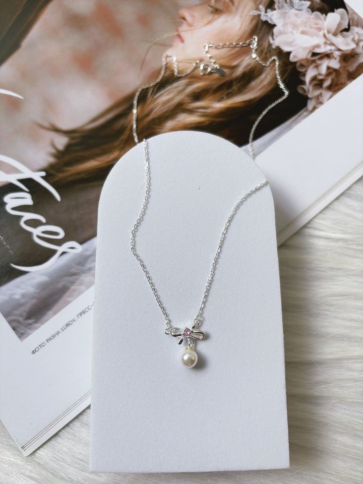 ribbon necklace (S925 & fresh water pearl)