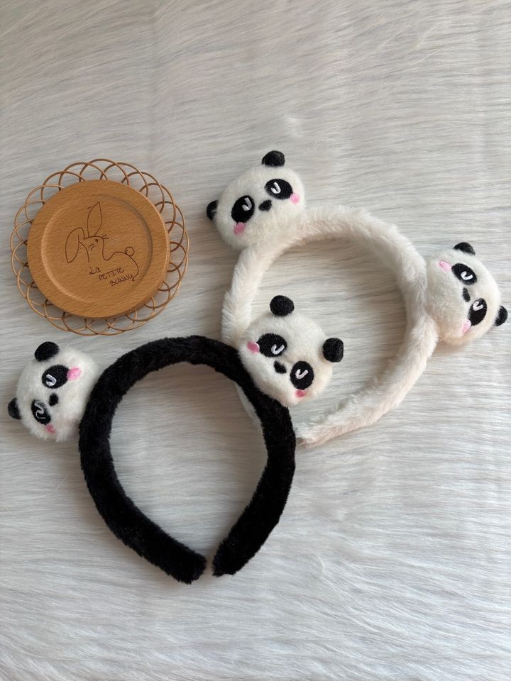 premium fur panda headband