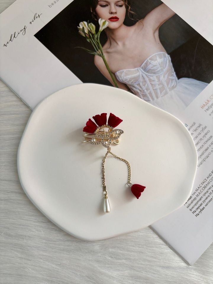 velvet flower clip