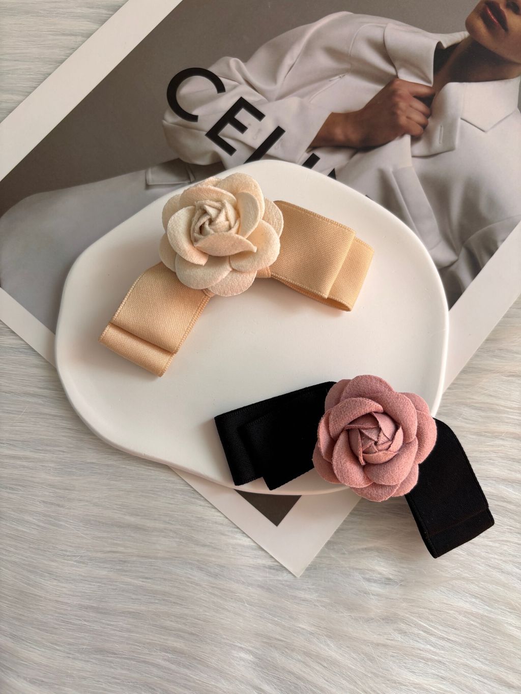 camellia flower duck clip
