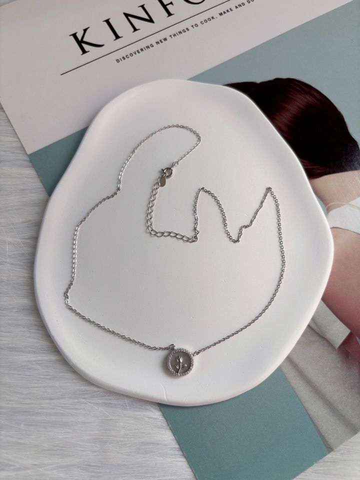 vintage rose necklace (S925)