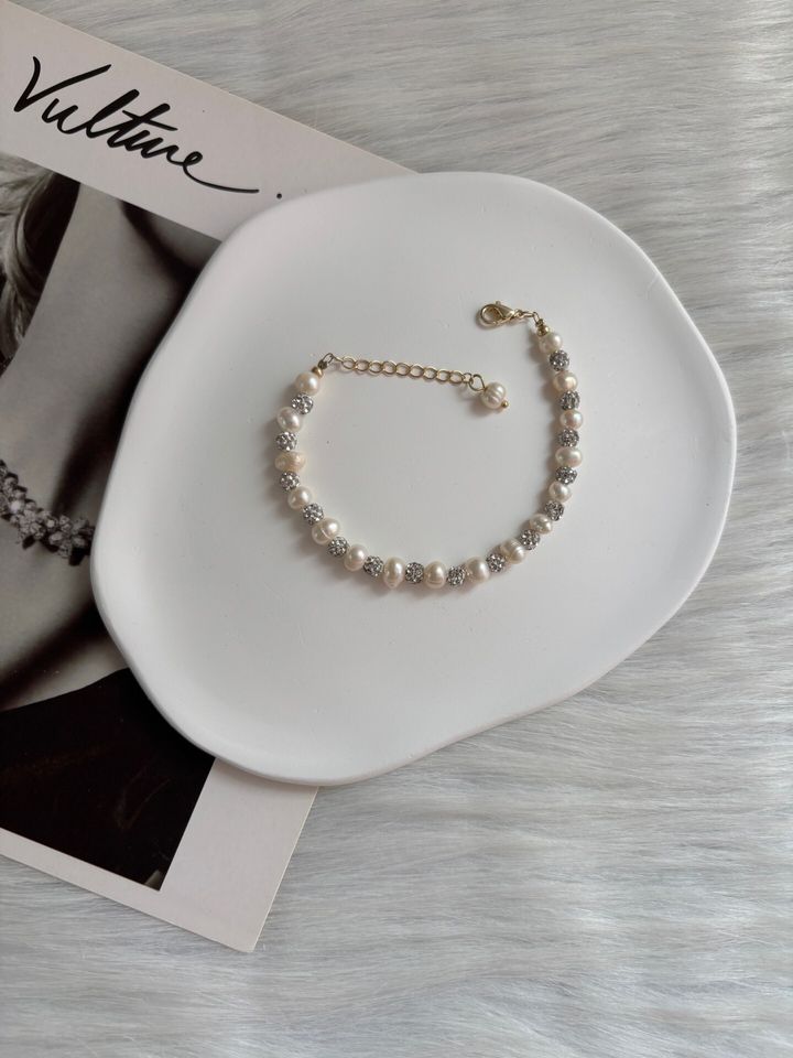 fresh water pearl mix crystal bracelet