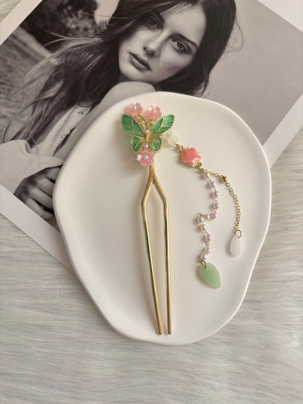 oil drop butterfly hair bun stick