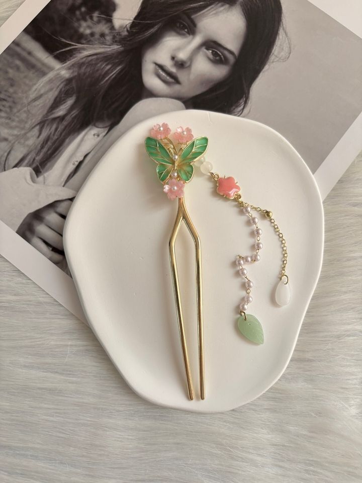 oil drop butterfly hair bun stick
