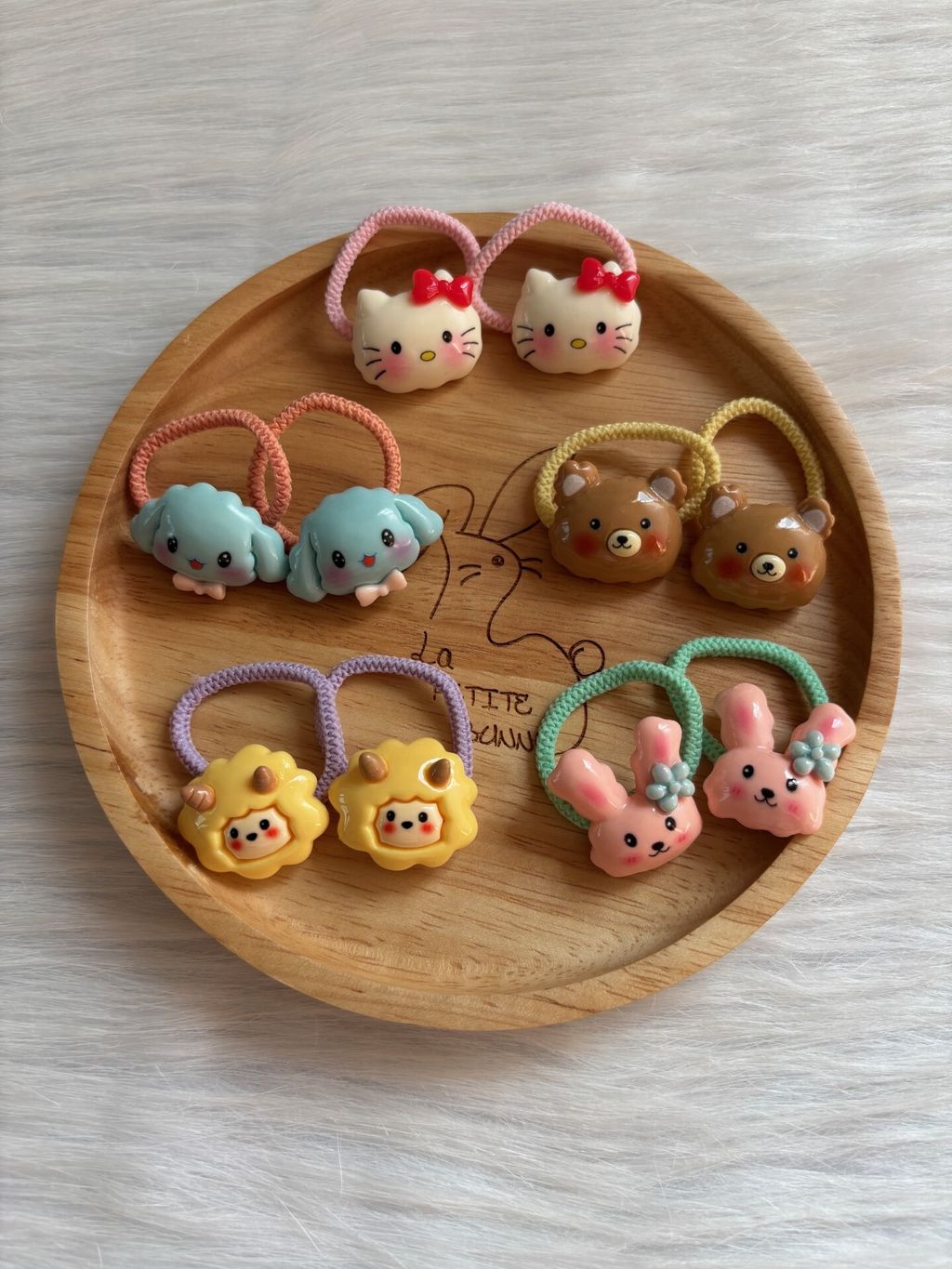 3D cute ornaments hair tie (bundle set of 5pairs)