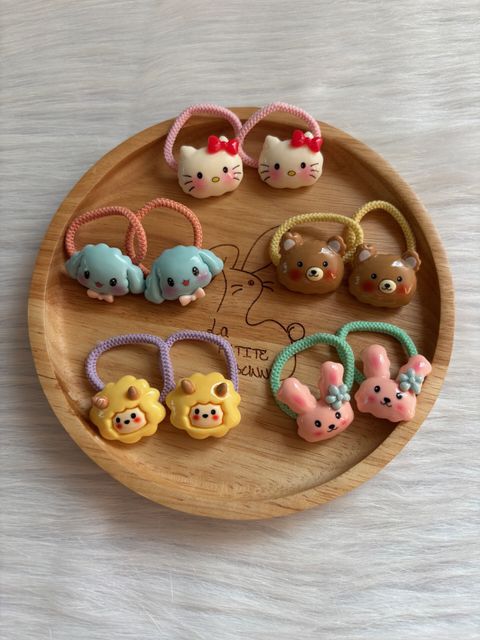 3D cute ornaments hair tie (bundle set of 5pairs)