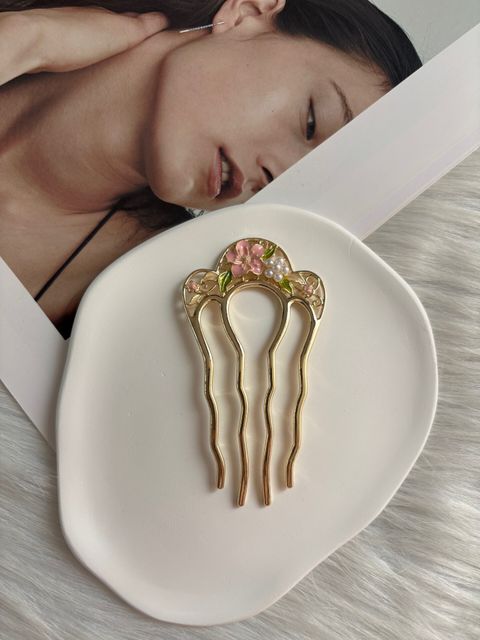 oil drop flower hair bun stick
