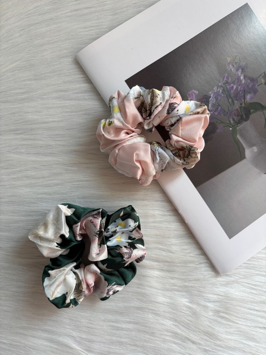floral print satin scrunchy