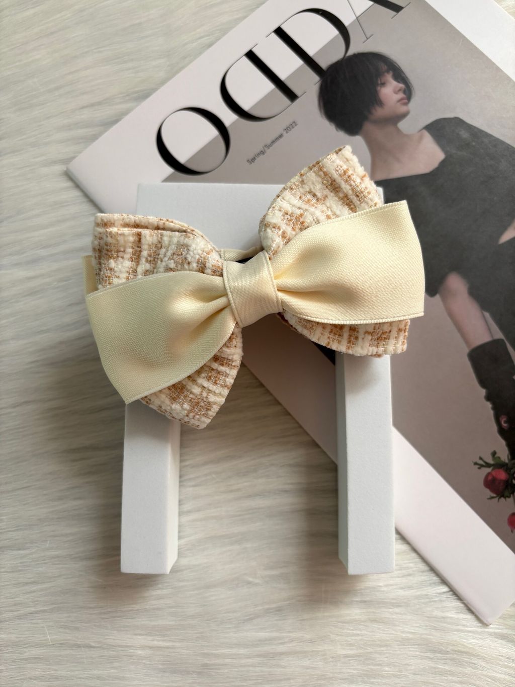 tweed ribbon banana clip