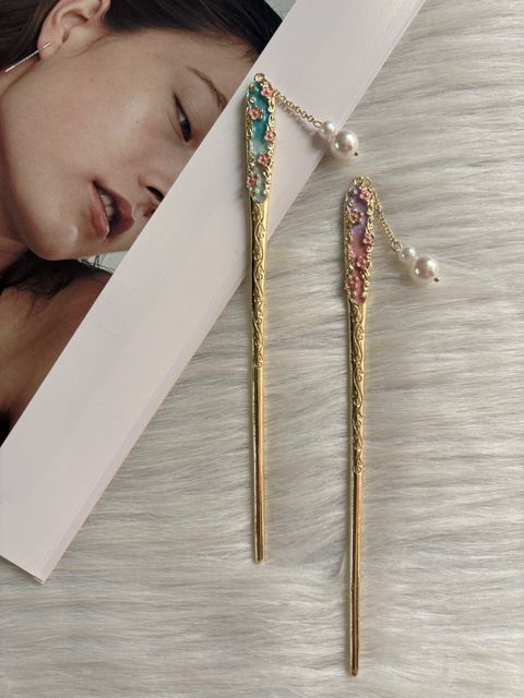oil drop flower hair bun stick