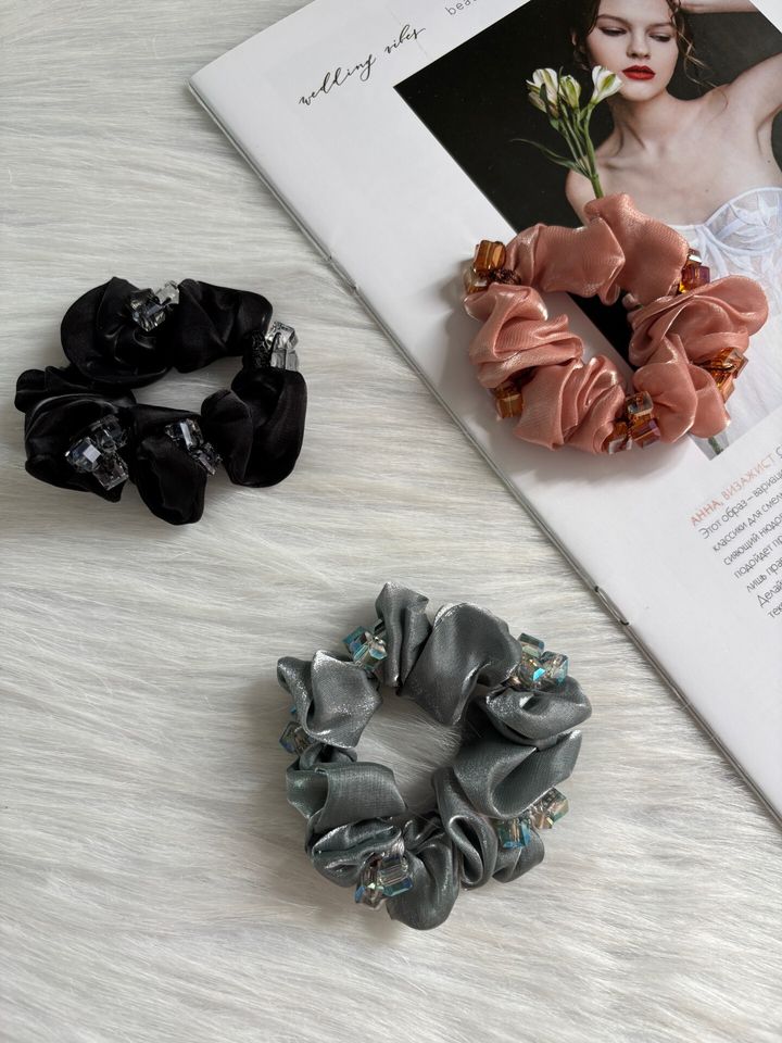 handmade crystal scrunchy