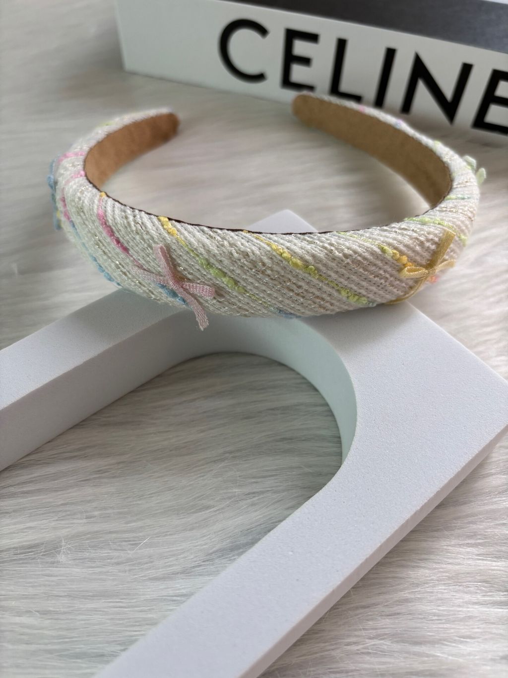 sweet ribbon tweed headband