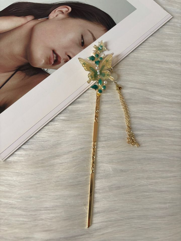 oriental butterfly hair bun stick