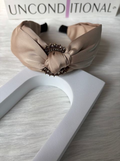 premium satin headband with crystal