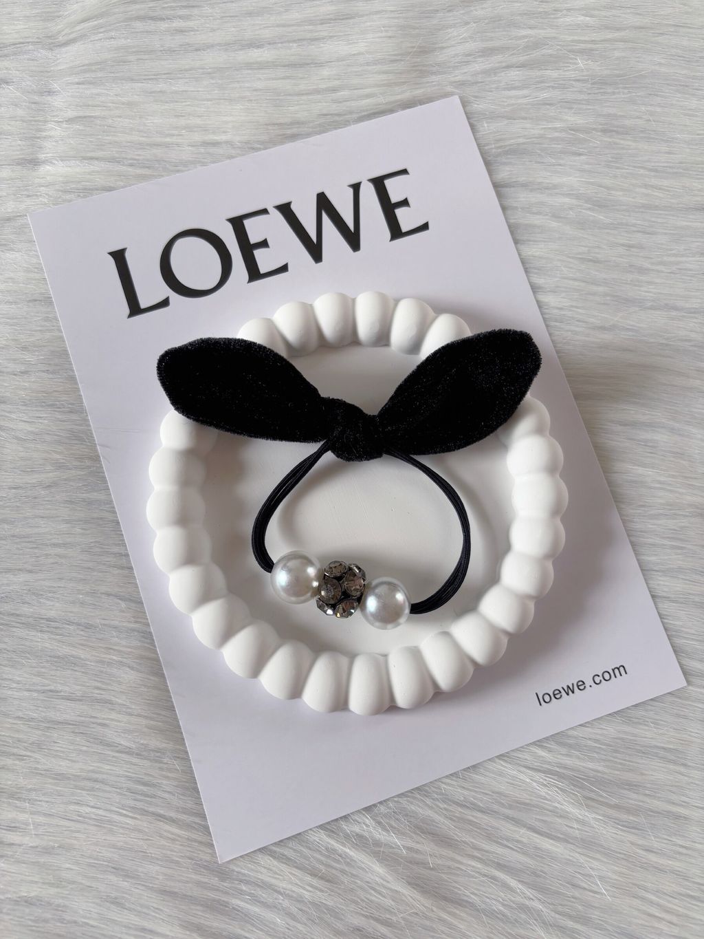 premium crystal mix pearl hair tie