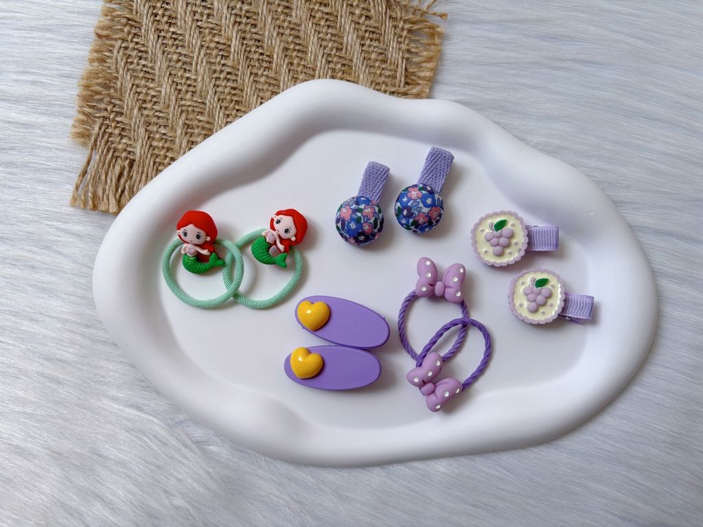 mermaid theme gift set (3pairs duck clip and 2pairs hair tie)