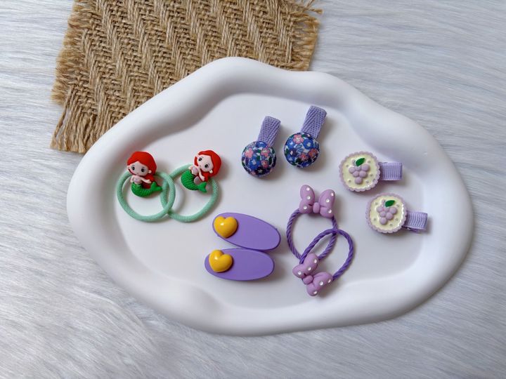 mermaid theme gift set (3pairs duck clip and 2pairs hair tie)