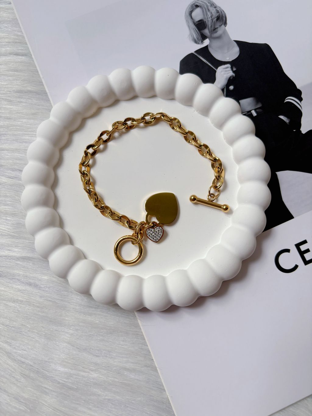 gilded heart stainless steel bracelet