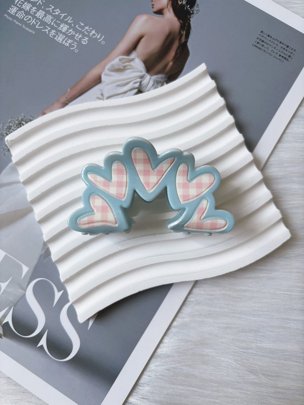 checkered heart claw clip (7cm)
