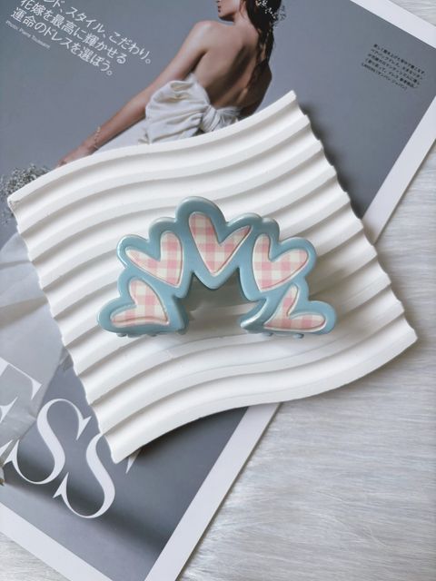 checkered heart claw clip (7cm)
