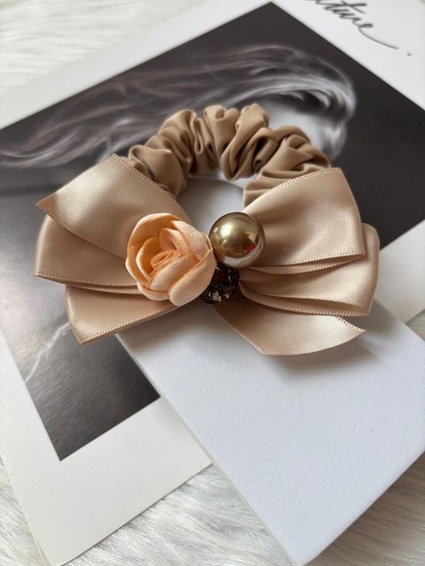 premium satin scrunchy with crystal ball
