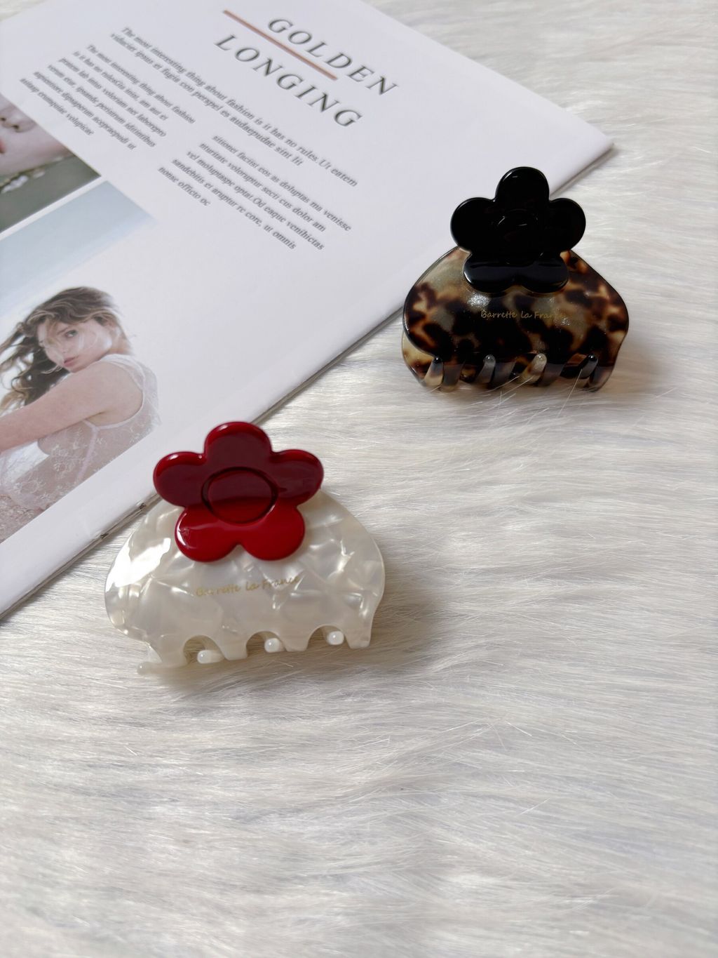 flower acetate claw clip (5cm)