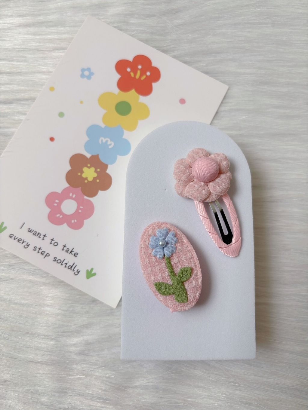 pink flower theme mix clip (2 in 1 set)