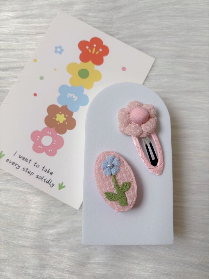 pink flower theme mix clip (2 in 1 set)