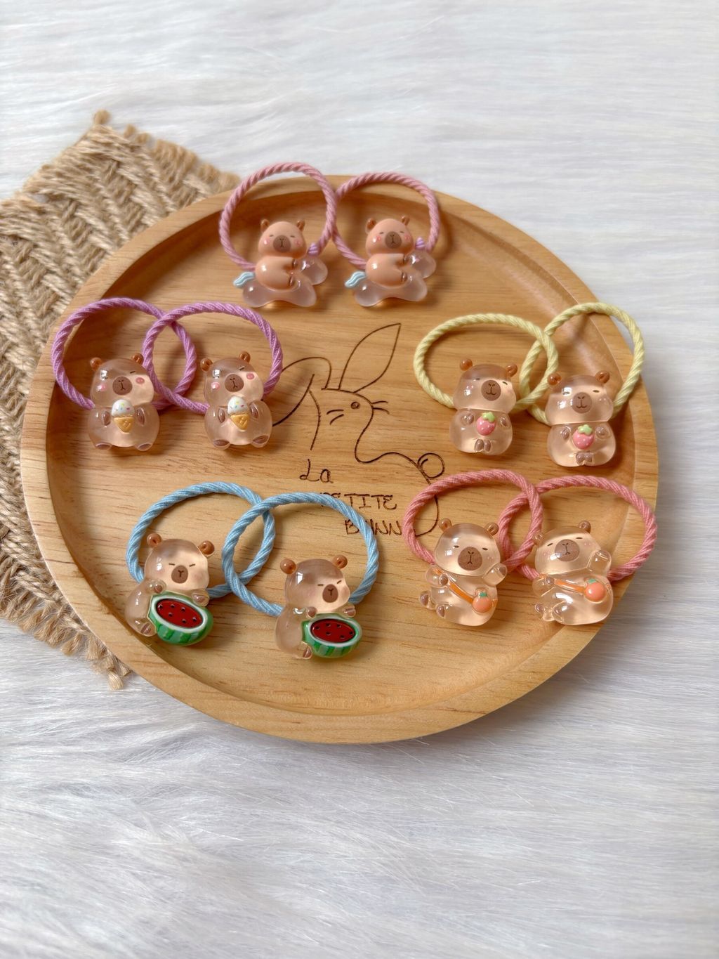 capybara theme hair tie (bundle set of pairs)