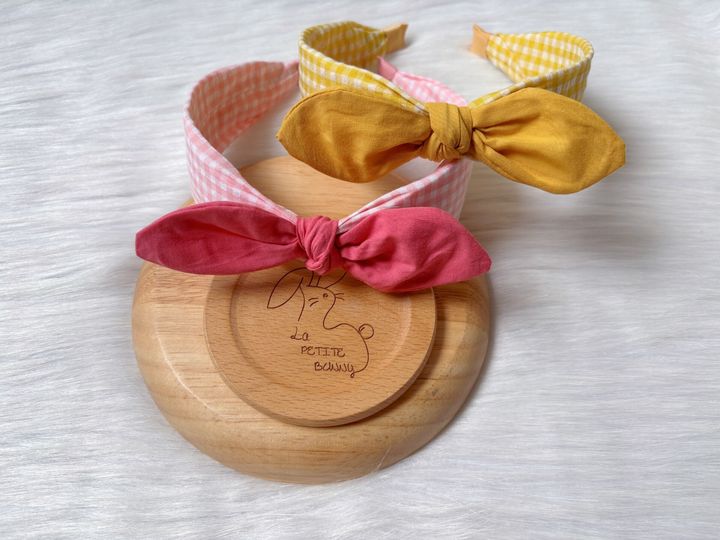 summer check print headband