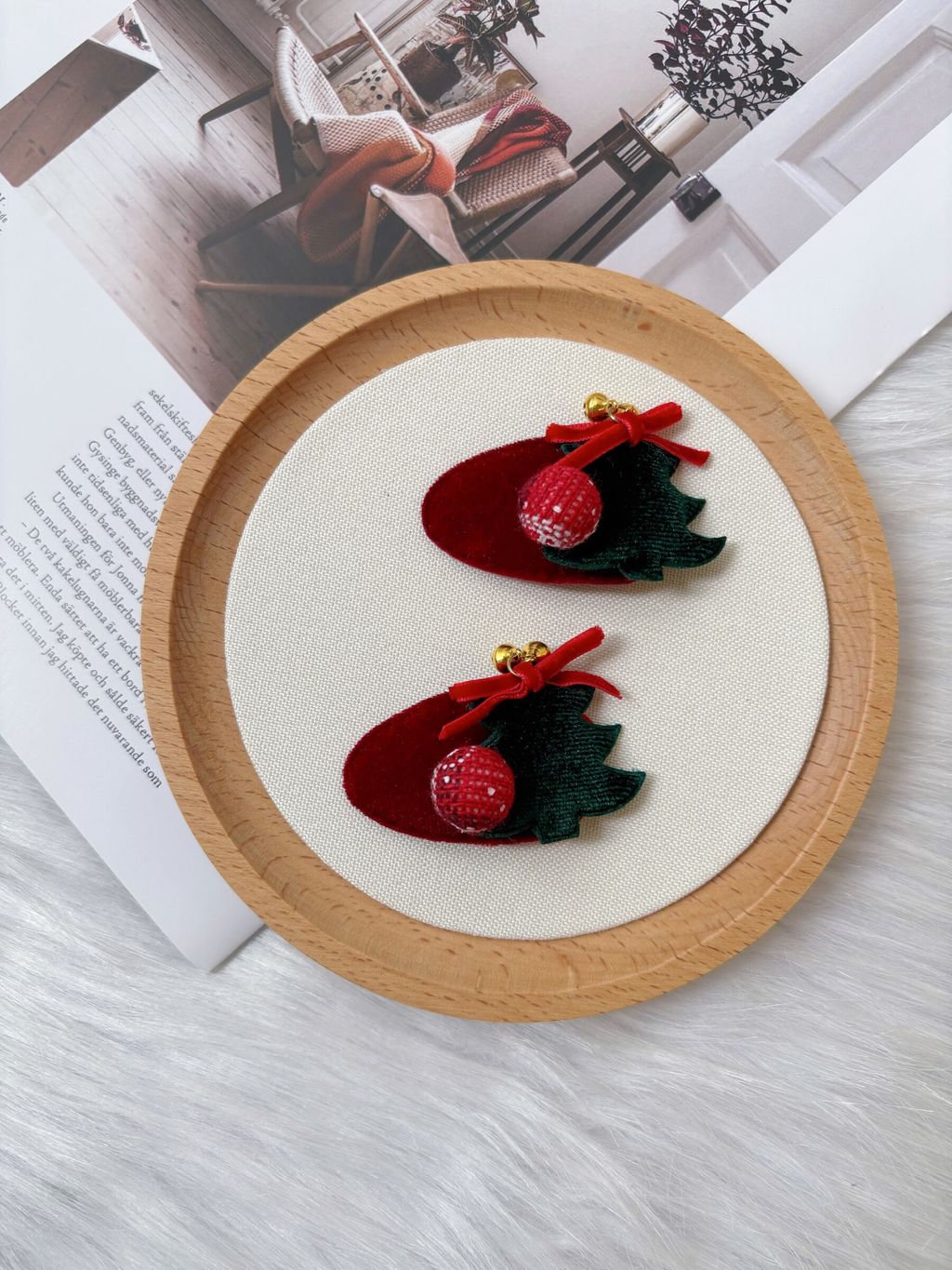 christmas tree theme velvet bb clip (1pair)