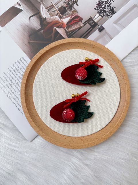 christmas tree theme velvet bb clip (1pair)