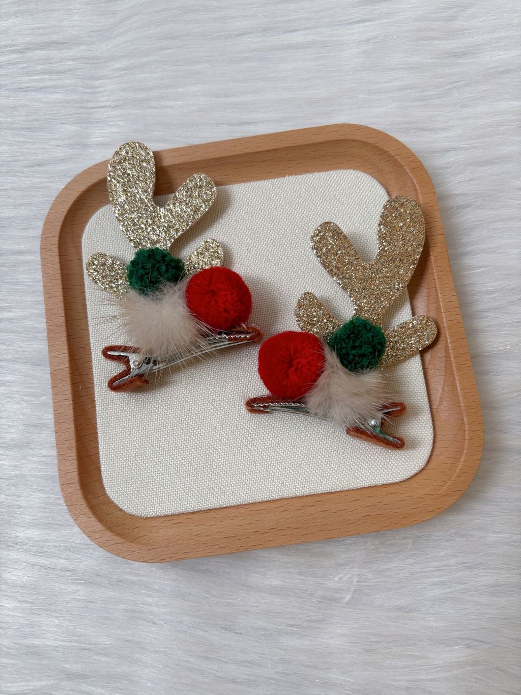 handmade glitter antler duck clip (1pair)