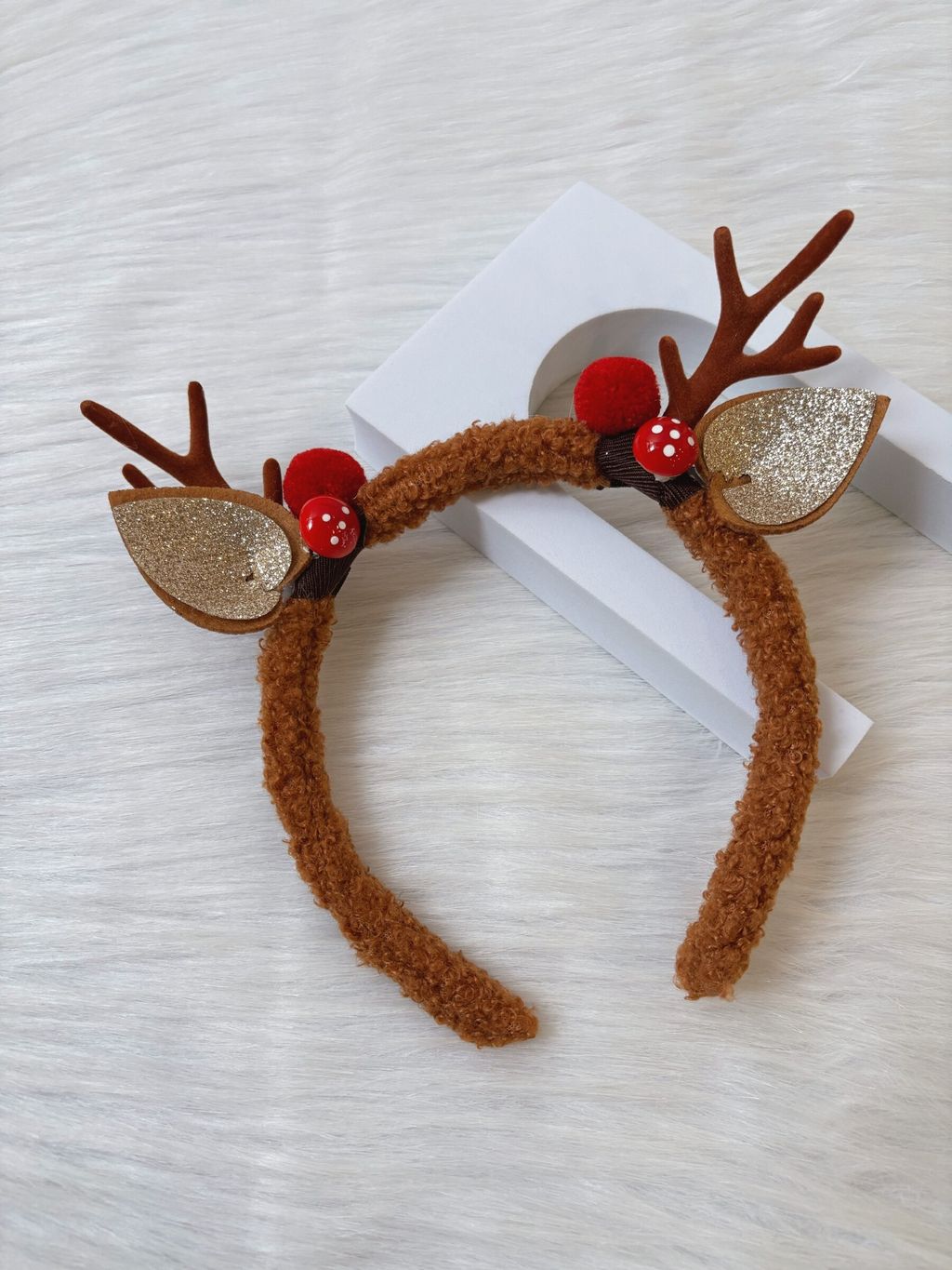 teddy bear wool reindeer headband