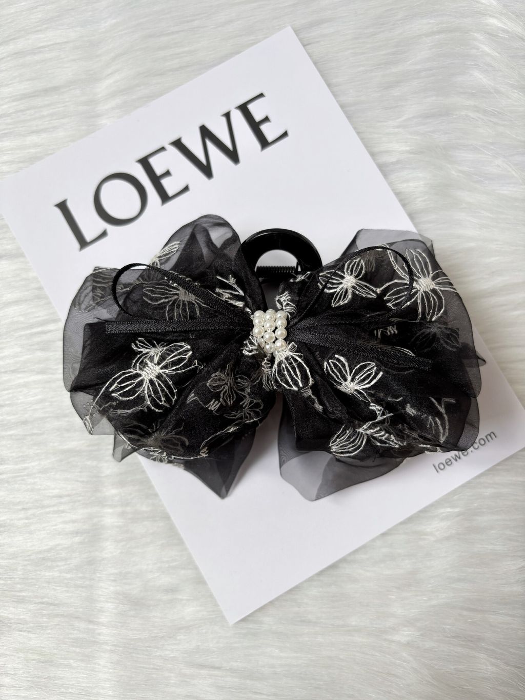 organza flower print claw clip (13cm)