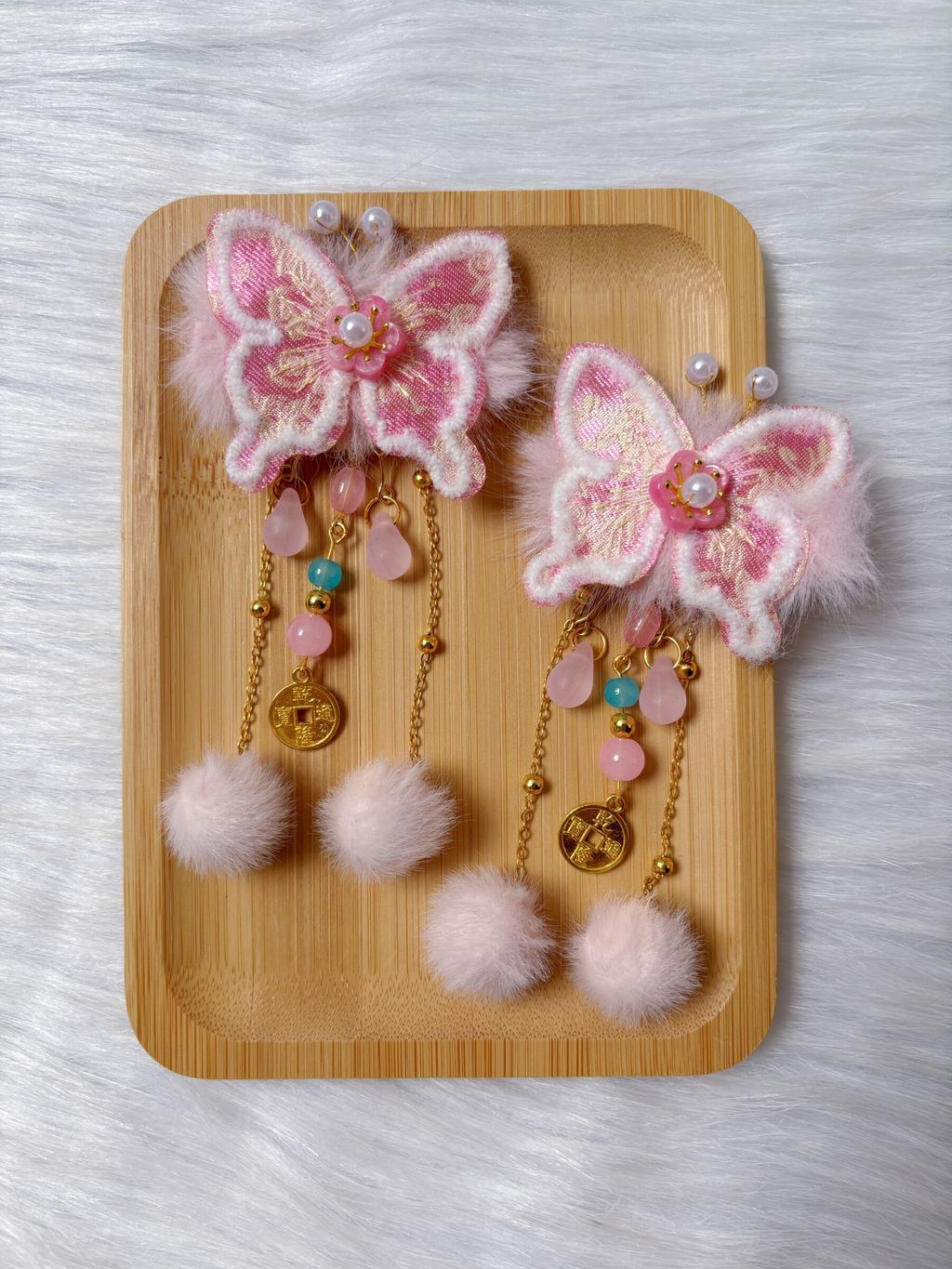 sweet pink butterfly theme CNY duck clip (1pair)