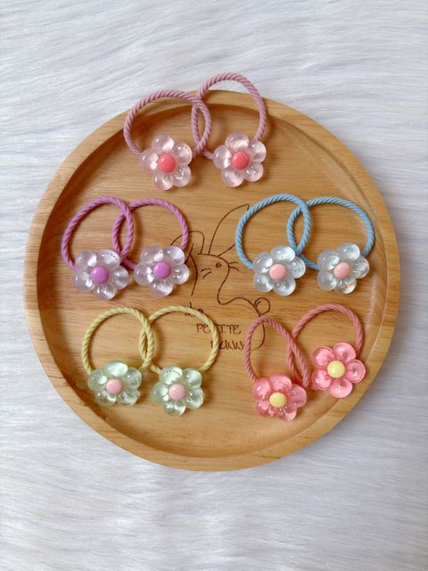 flower theme hair tie (bundle set of 5pairs)