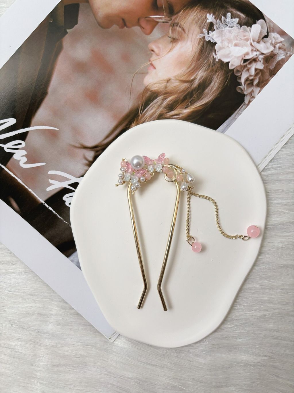 butterfly theme hair bun stick